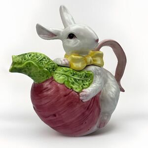 Vintage Teapot Easter Rabbit Bunny Turnip Tea Pot 2 Piece